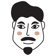 Doodle man face.Hand-drawn line people.Avatar face.