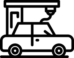 Car 3d printing icon outline vector. Printer design. Product side