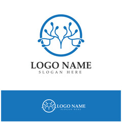 Neuron logo or nerve cell logo design,molecule logo illustration template icon with vector concept
