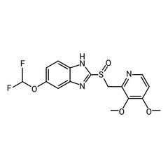 chemical structure of Pantoprazole (C16H15F2N3O4S)