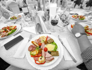 Cold appetizer on the plate