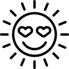 Sun emoji icon outline vector. Face fun. Effect activity