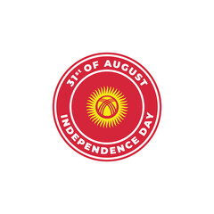 Kyrgyzstan Independence Day 31st of August. Circle Logo Badge for Label, Sign, Symbol, Stamp, Emblem, and Icon Vector Illustration