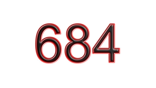 red 684 number 3d effect white background