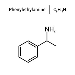 Obraz premium chemical structure of phenylethylamine (C8H11N).
