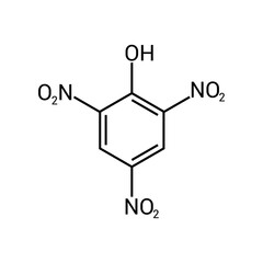 chemical structure of Picric acid (C6H3N3O7)