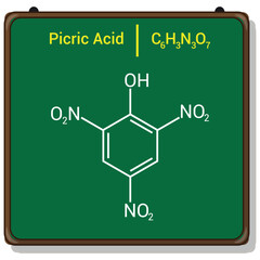 chemical structure of Picric acid (C6H3N3O7)