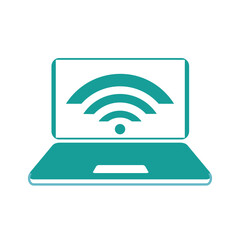 laptop with WIFI symbol on the screen