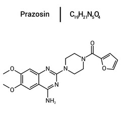 chemical structure of Prazosin (C19H21N5O4)