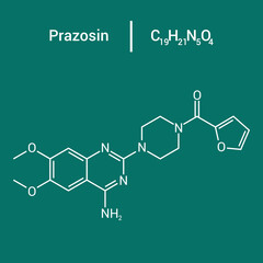 chemical structure of Prazosin (C19H21N5O4)