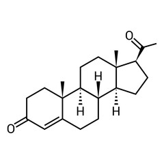 chemical structure of Progesterone (C21H30O2)