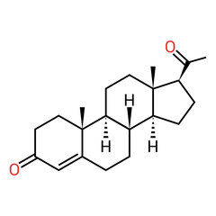 chemical structure of Progesterone (C21H30O2)