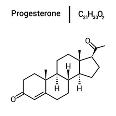 chemical structure of Progesterone (C21H30O2)