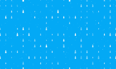 Seamless background pattern of evenly spaced white nail polish symbols of different sizes and opacity. Vector illustration on light blue background with stars