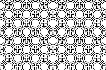 Seamless pattern completely filled with outlines of venus symbols. Elements are evenly spaced. Vector illustration on white background © Alexey
