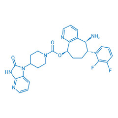Obraz na płótnie Canvas chemical structure of Rimegepant (C28H28F2N6O3)