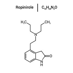 chemical structure of Ropinirole (C16H24N2O)