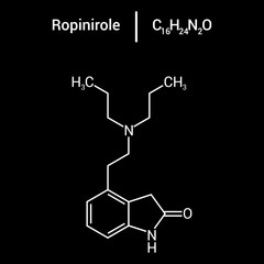 chemical structure of Ropinirole (C16H24N2O)