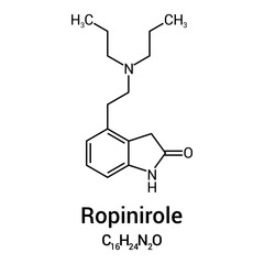 chemical structure of Ropinirole (C16H24N2O)