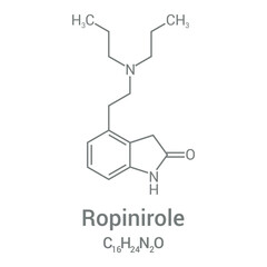 Obraz premium chemical structure of Ropinirole (C16H24N2O)