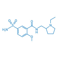 chemical structure of Sulpiride (C15H23N3O4S)