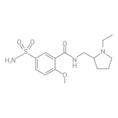 chemical structure of Sulpiride (C15H23N3O4S)