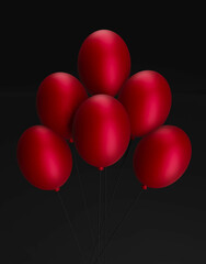 Czerwone balony na czarnym tle