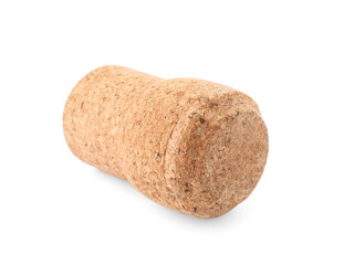 One sparkling wine cork isolated on white