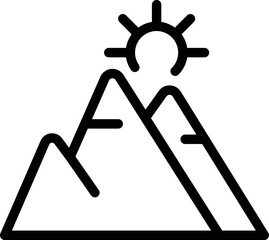 Mountain sunrise icon outline vector. Tent nature. Forest trip