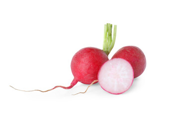 Fresh tasty ripe radish on white background