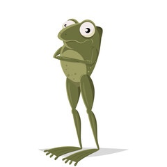 vector illustration of a funny cartoon frog with arms crossed