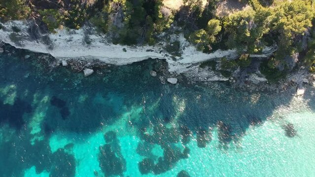 Panoramic aerial view over Milia beach in Alonnisos island, Greece, Europe