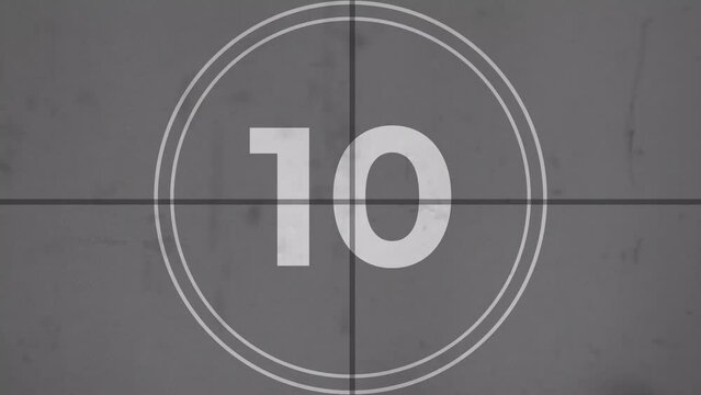 Retro countdown 4k motion video 15 second old film countdown, timer, stopwatch.