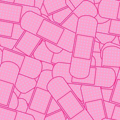 Medicine plaster seamless cartoon patch pattern for clothes print and wrapping paper and drugstore and kids