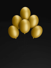 Złote balony na czarnym tle