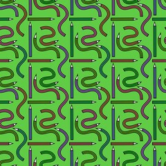 Seamless pencil pattern for school accessories and kids and wrapping paper and students notebooks and clothes print