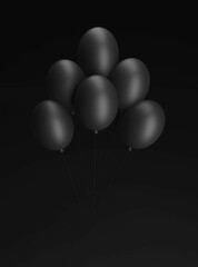 Black balloons - obrazy, fototapety, plakaty