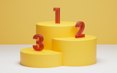 podium with orange numbers for corporate use