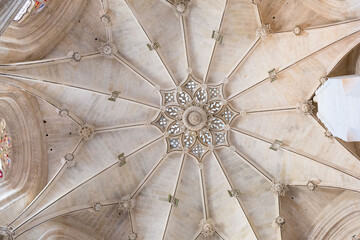 Interior cathedral of Burgos, Castilla, Spain, details of architecture, sculpture and altarpieces.