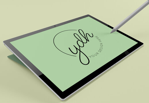 Tablet with Electronic Pen Mockup