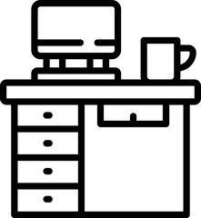 Desktop coffee mug icon outline vector. Breakfast food. Home tea