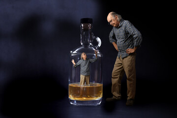 Man trapped in a bottle of Scotch, observed by himself — The joke's on you!