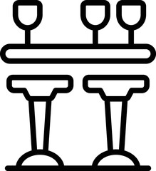 Double bar stool icon outline vector. Modern seat. Retro cafe