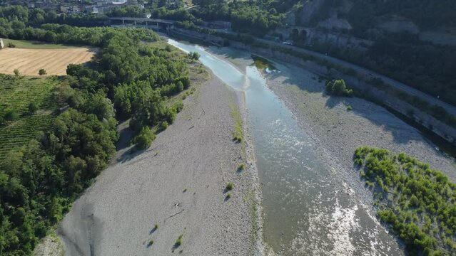 Europe, Italy , Bobbio , Piacenza ,Val Trebbia- Drone aerial view
