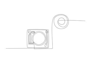 one line or simple line music illustration. A concept of continuous line of instruments.