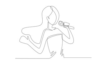 one line or simple line music illustration. A concept of continuous line of instruments.