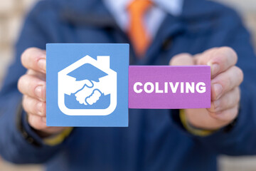 Concept of coliving. Flatmates. Real estate sharing. Sharing economy. Rent. Apartment. Millennials living together. Diversity. Communal coliving.