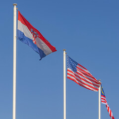 Obraz premium Croatia USA Flags