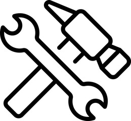 Hammer and key icon outline vector. Diy repair. Work tool