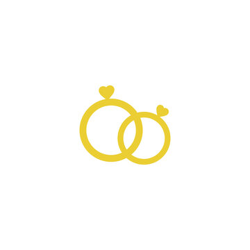 Vector black wedding rings icon on white background
